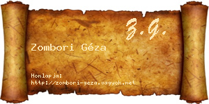 Zombori Géza névjegykártya
